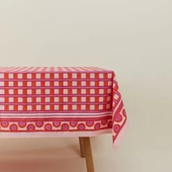 Block Printed Tablecloth - Block Printed Red Plaid
