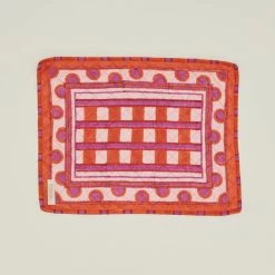 Block Printed Quilted Placemat - Block Printed Red Plaid